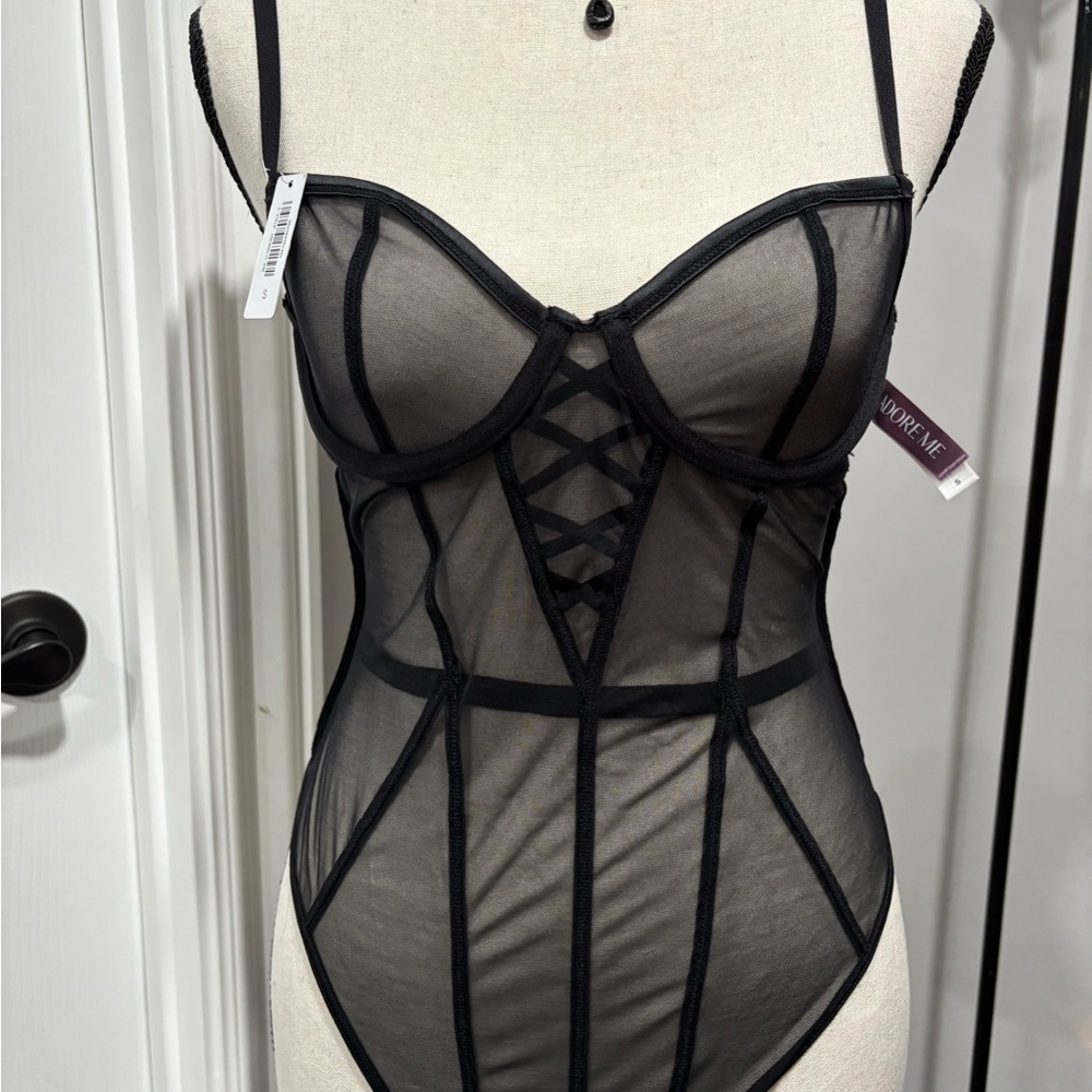 Adore Me Black Sheer Bodysuit